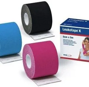 BENDA ADESIVA LEUKOTAPE K PER TAPING FISIOTERAPICO LARGHEZZA 5 CM LUNGHEZZA 5 M COLORE AZZURRO IN ROTOLO