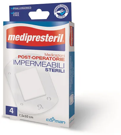 MEDICAZIONE POST OPERATORIA MEDIPRESTERIL IMPERMEABILE 7,5X10CM 4 PEZZI