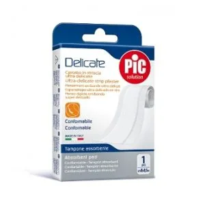 CEROTTO PIC DELICATE STRISCIA BIANCA CON TAMPONE ANTIBATTERICO CM 8X0,5 M