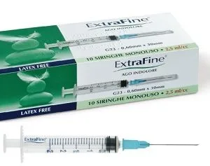 SIRINGA IPODERMICA EXTRAFINE 2,5 CC G23 0,60X30 10 PEZZI