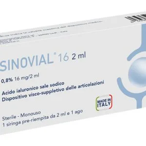 SIRINGA INTRA-ARTICOLARE SINOVIAL 16 ACIDO IALURONICO SALE SODICO 0,8% 16MG/2ML 2ML + AGO 21 GAUGE