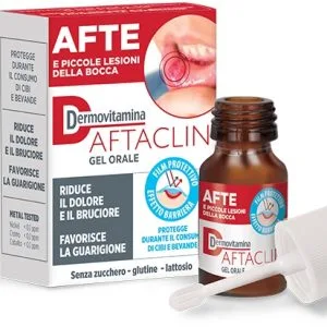 DERMOVITAMINA AFTACLIN GEL ORALE 7 ML CONTRO DOLORE E BRUCIONE SENZA ZUCCHERO E SENZA GLUTINE