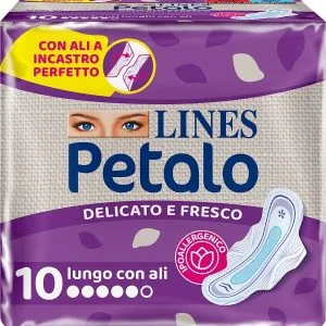 LINES PETALO BLU ASSORBENTE LUNGO CON ALI 10 PEZZI