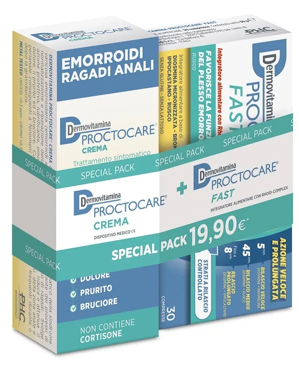 DERMOVITAMINA PROCTOCARE BIPACK PROCTOCARE FAST 30 COMPRESSE + PROCTOCARE CREMA 30 ML NEW