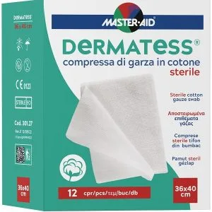 GARZA COMPRESSA DERMATESS IN COTONE 36X40CM 12 PEZZI