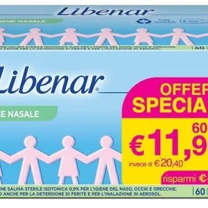 SOLUZIONE SALINA ISOTONICA 0,9% LIBENAR PER IGIENE NASALE 60 FLACONCINI MONOUSO X 5 ML
